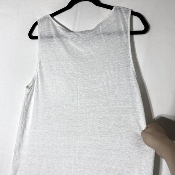 5/$25 Contemporaine White Semi Sheer Sleeveless Blouse With Chest Pocket L - Picture 7 of 12